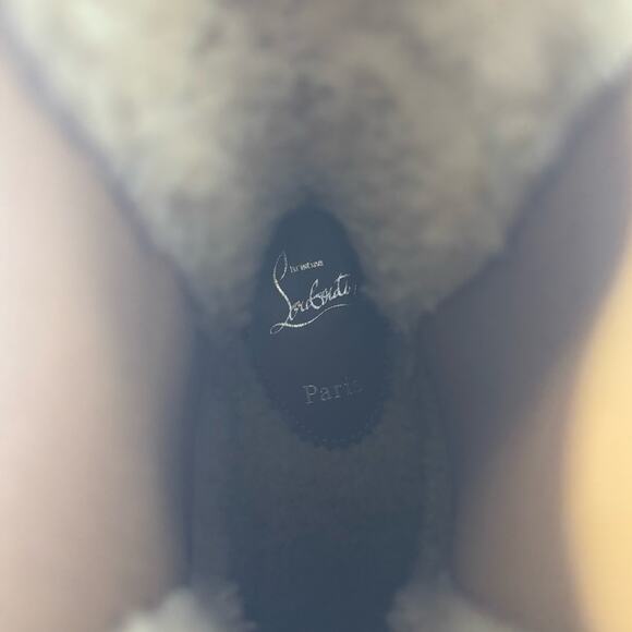 Christian Louboutin Chelsea Lug 100 Shearling High Heel Pull On Boots 36 - Picture 9 of 10